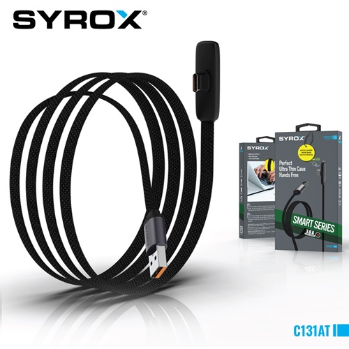 Syrox 3.0A USB To Type-c Işıklı Yatay Kablo