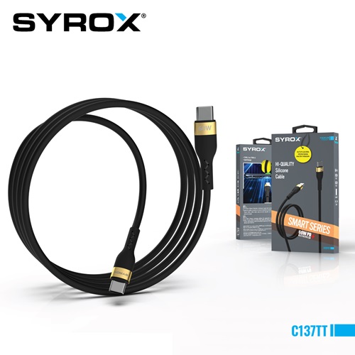 Syrox Type-C to Type-C 60W 3.0A PD Silikon Kablo