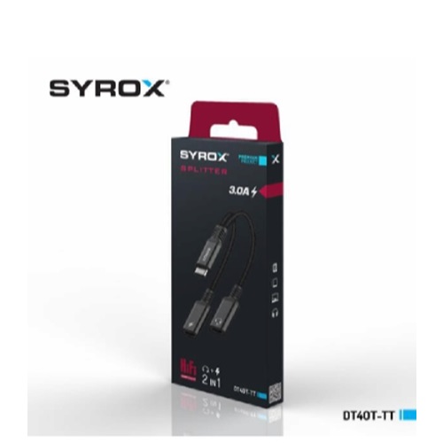 Syrox 3.0A Type-C / Type-C > Type-C Dönüştürücü İp Sargı DT40T-TT